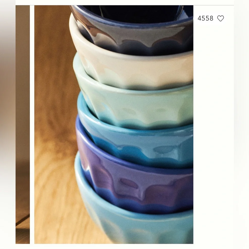 Latte Stone Nut Bowls Assorted Set Of Six: Amélie Edition Ocean Blues